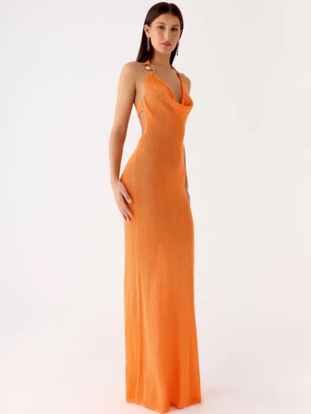 Orange knot maxi dress